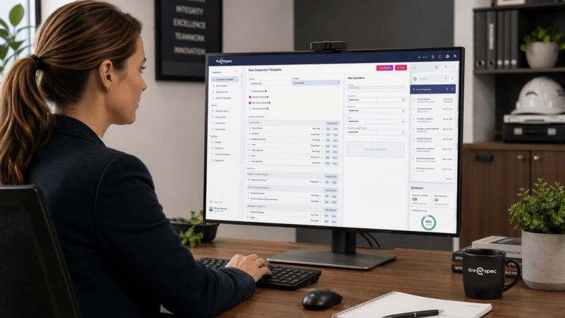 Woman working on new inspection template
